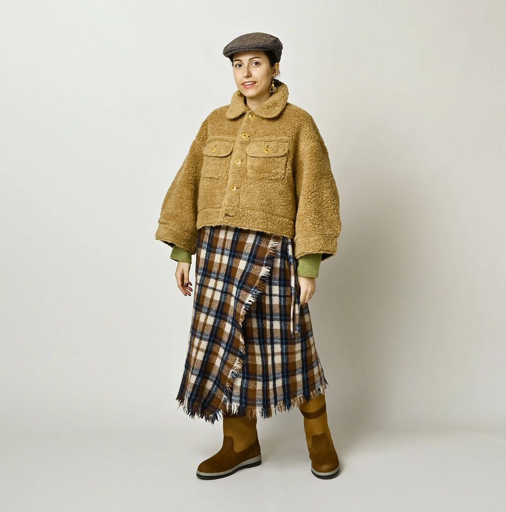 Indian Merino Boiled Wool Fringe Wrap Skirt