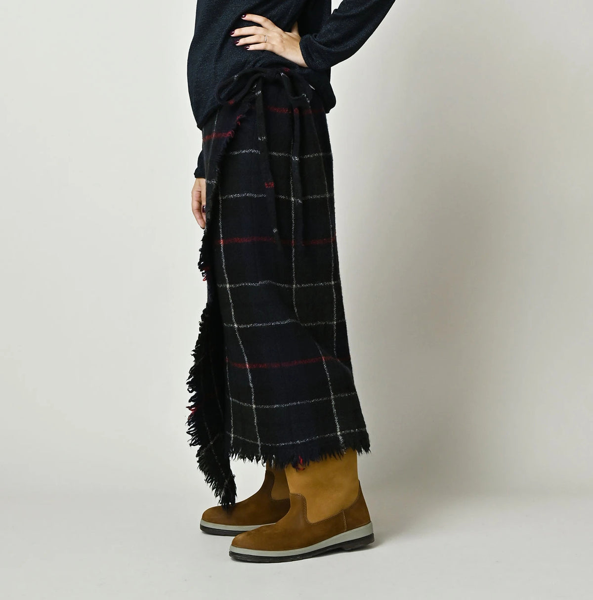 Indian Merino Boiled Wool Fringe Wrap Skirt