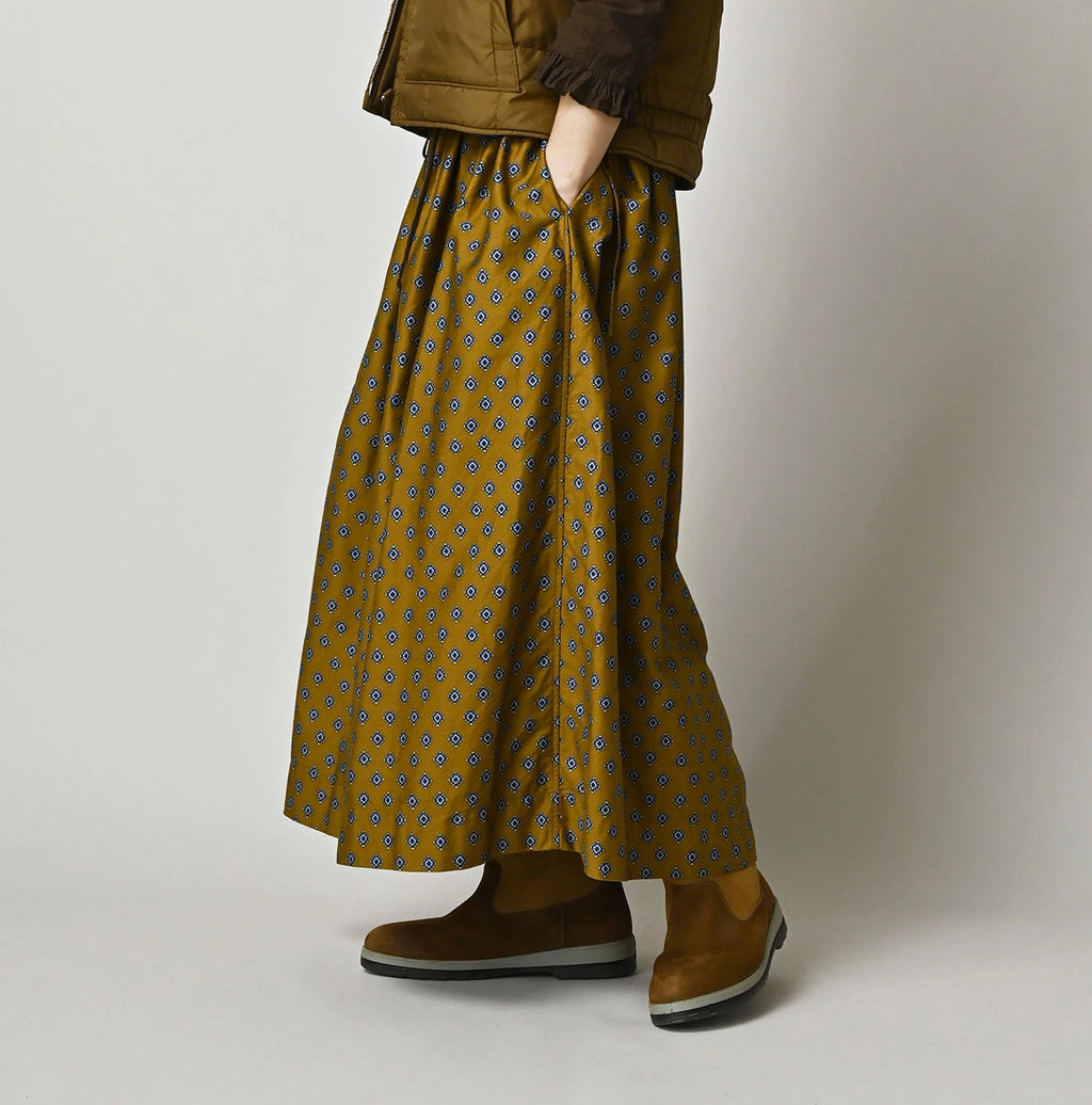 Square Komon Print Easy Gather Skirt