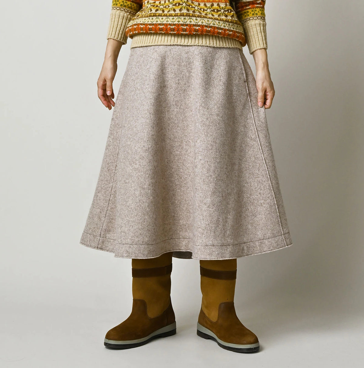 Jersey Melton Flare Skirt