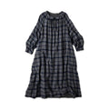 Indigo FuwaFuwa Double Woven Shirring Dress Tartan Check