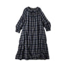 Indigo FuwaFuwa Double Woven Shirring Dress Tartan Check