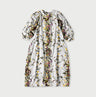 Indian Khadi Bouquet Stripe Print Puff Bridge Dress
