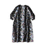 Indian Khadi Bouquet Stripe Print Puff Bridge Dress Brown