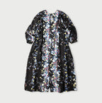Indian Khadi Bouquet Stripe Print Puff Bridge Dress Back