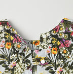 Indian Khadi Bouquet Stripe Print Puff Bridge Dress Detail