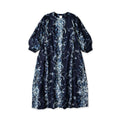 Indigo Indian Khadi Bouquet Stripe Print Puff Bridge Dress
