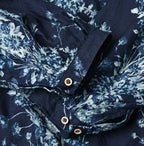 Indigo Indian Khadi Bouquet Stripe Print Puff Bridge Detail