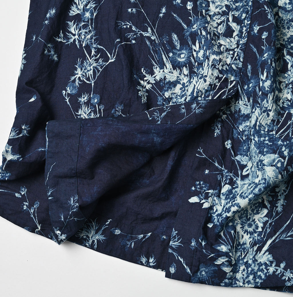 Indigo Indian Khadi Bouquet Stripe Print Puff Bridge Detail