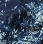Indigo Indian Khadi Bouquet Stripe Print Puff Bridge Detail