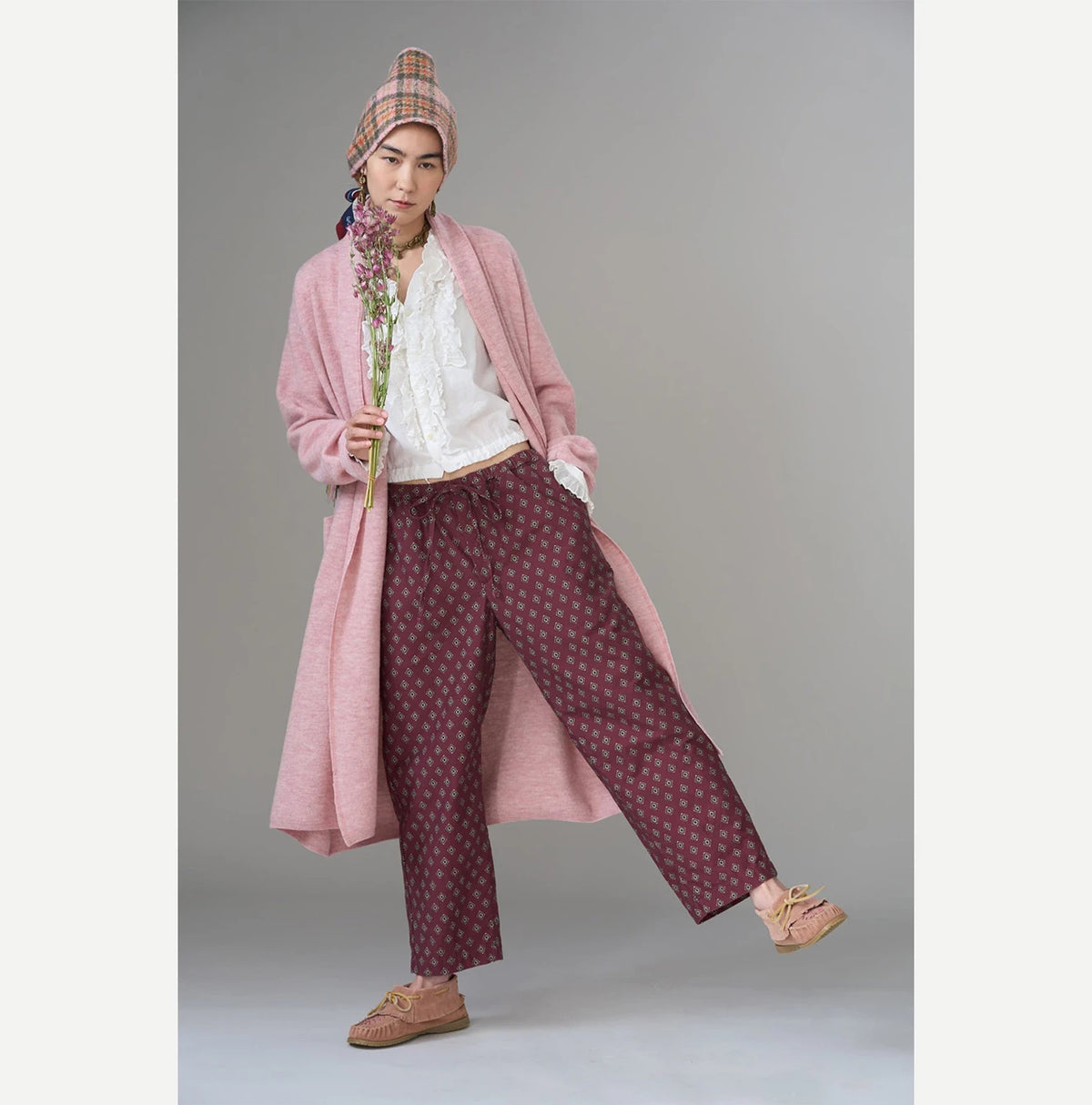 Square Komon Print Easy Pants