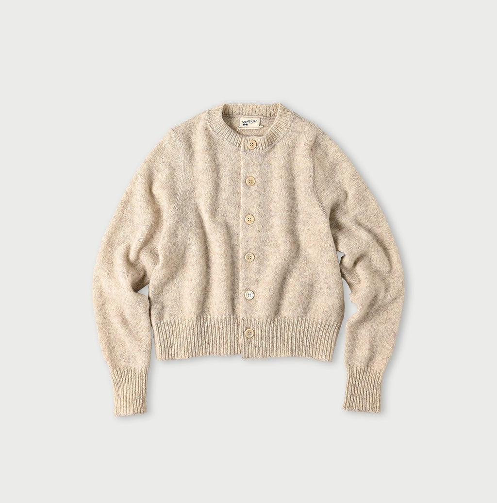 Shetland Wool Boiled Cardigan Antique White