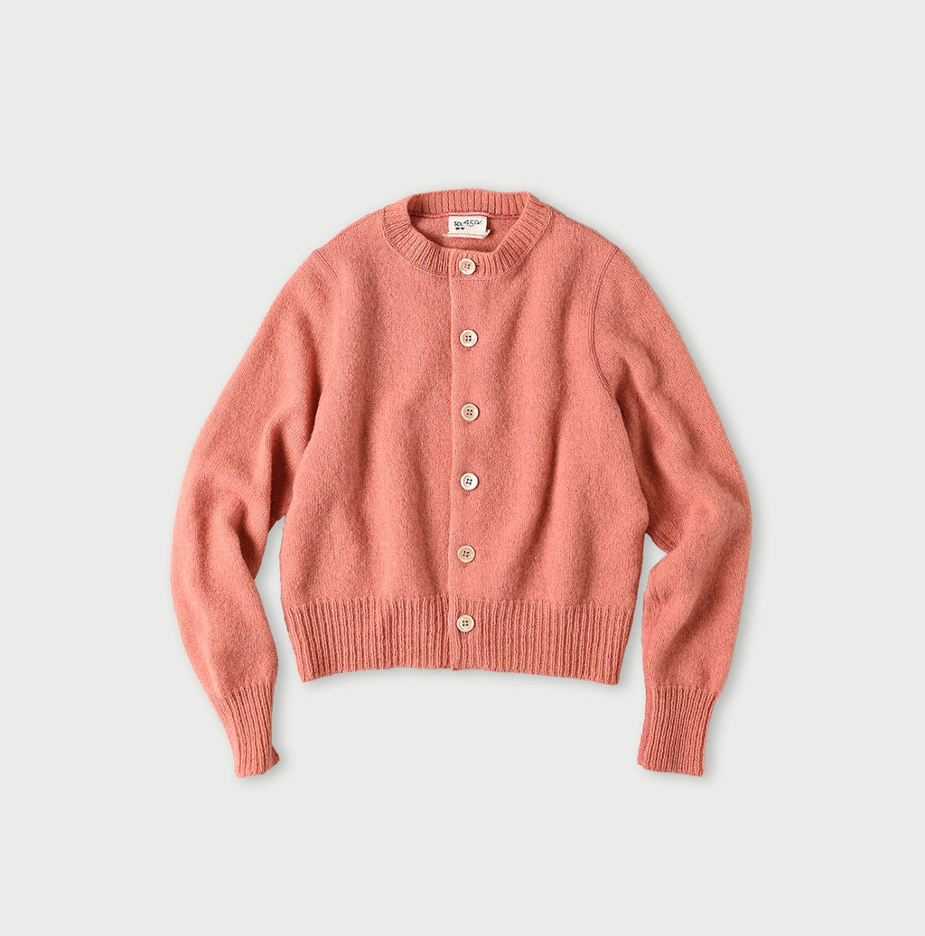 Shetland Wool Boiled Cardigan Pink