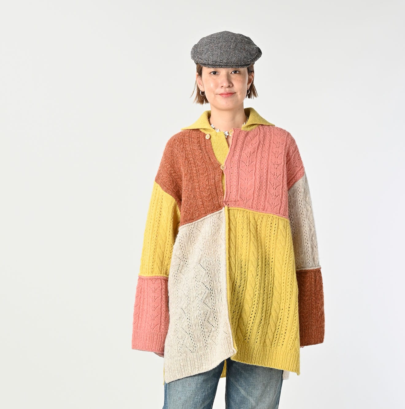 Shetland Knitting Pattern Patchwork Tunic Famele Model