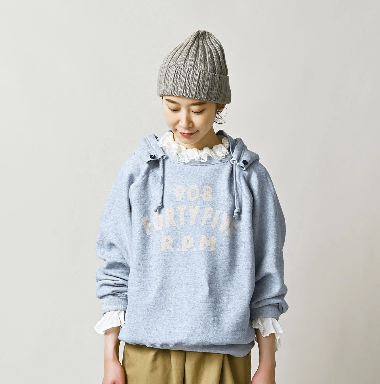 Top College Print Urake Drawn-String Hood