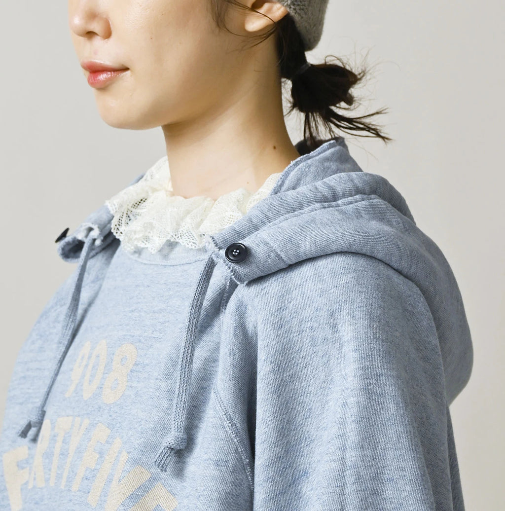 Top College Print Urake Drawn-String Hood
