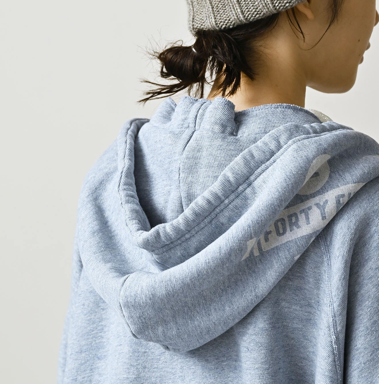 Top College Print Urake Drawn-String Hood