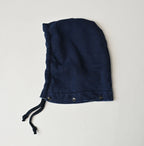 Indigo College Print Urake Drawn-String Hood
