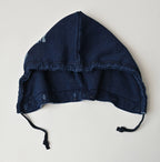 Indigo College Print Urake Drawn-String Hood