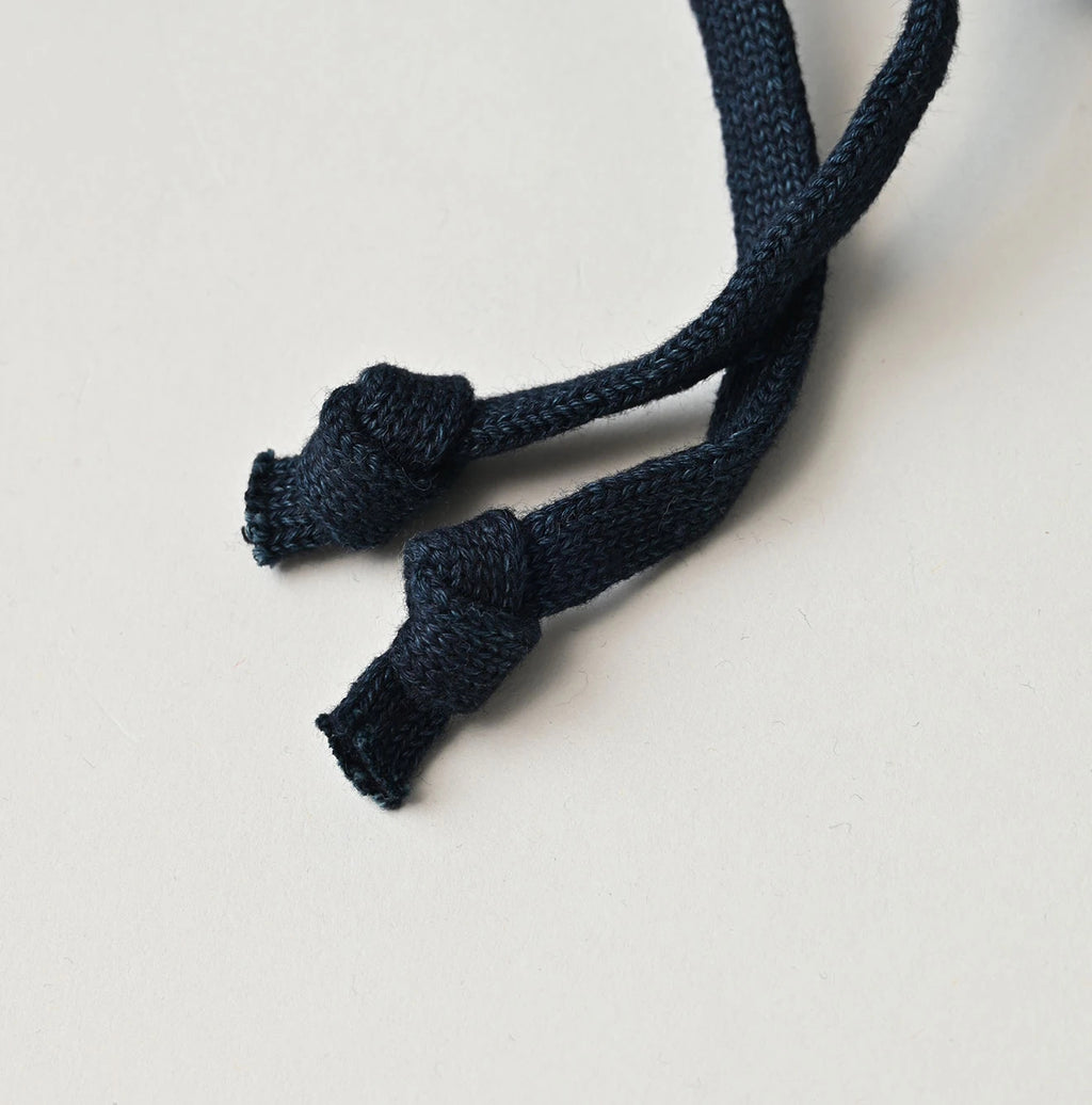 Indigo College Print Urake Drawn-String Hood
