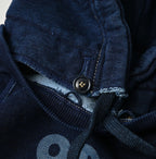 Indigo College Print Urake Drawn-String Hood