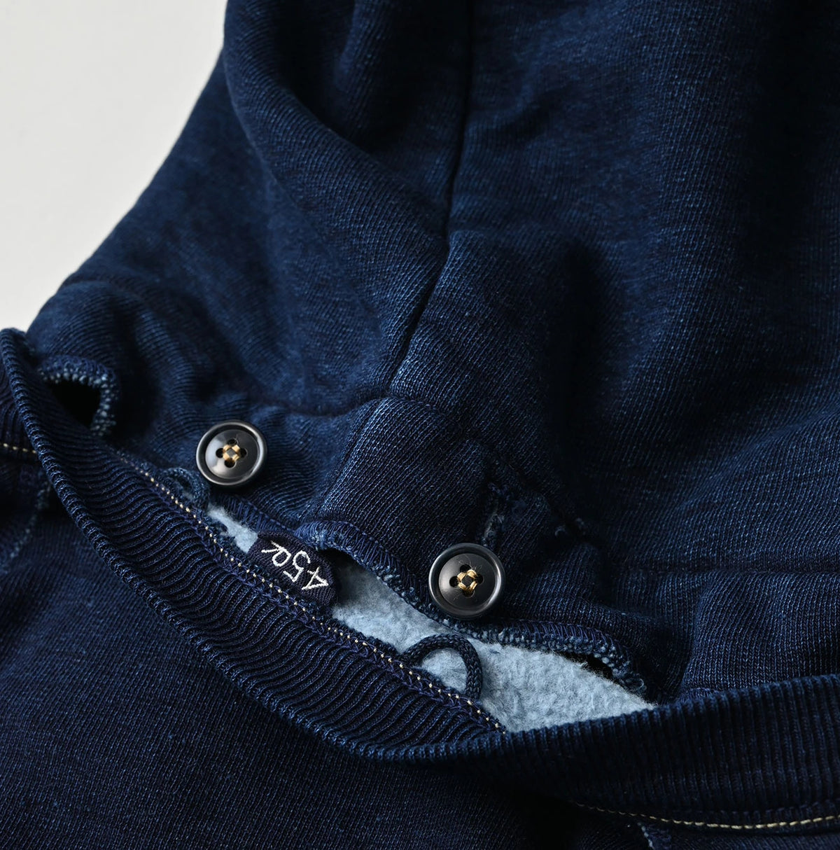 Indigo College Print Urake Drawn-String Hood