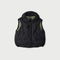 Indigo Thin Back Satin x Nylon Dumbo Collar Flare Vest