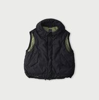 Indigo Thin Back Satin x Nylon Dumbo Collar Flare Vest
