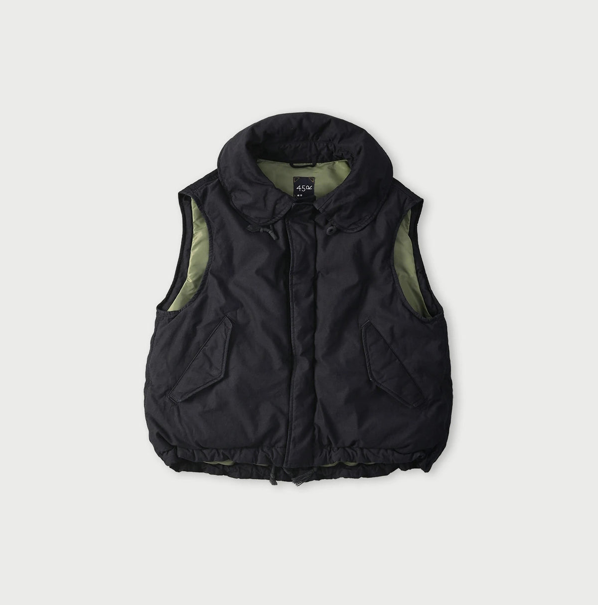 Indigo Thin Back Satin x Nylon Dumbo Collar Flare Vest