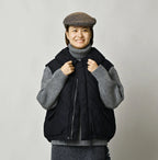 Indigo Thin Back Satin x Nylon Dumbo Collar Flare Vest