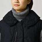 Indigo Thin Back Satin x Nylon Dumbo Collar Flare Vest