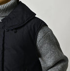 Indigo Thin Back Satin x Nylon Dumbo Collar Flare Vest