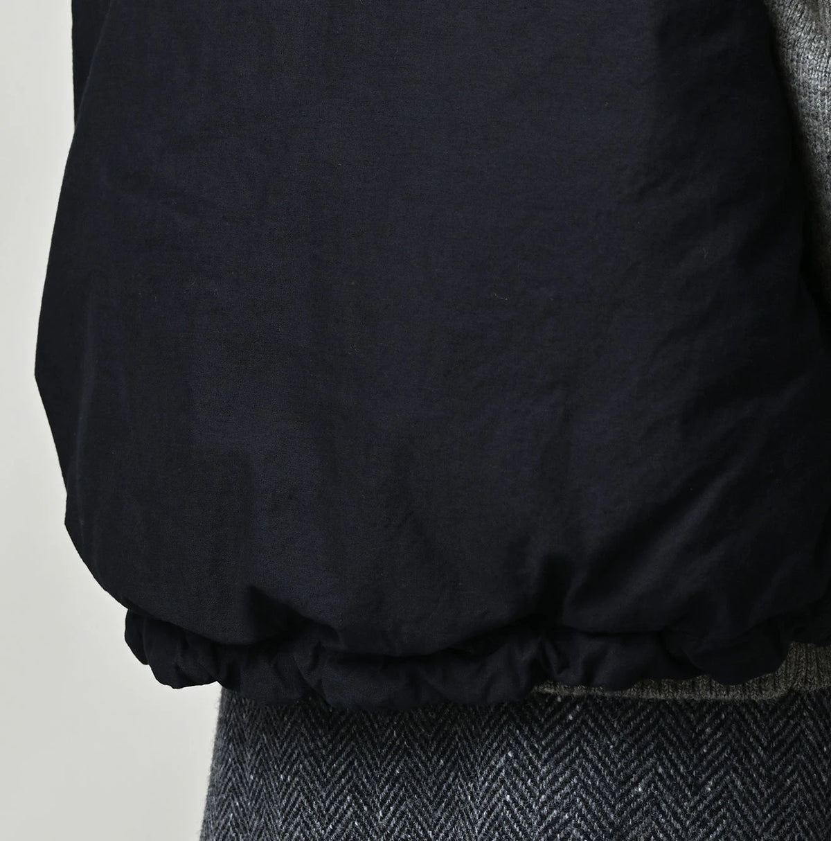 Indigo Thin Back Satin x Nylon Dumbo Collar Flare Vest