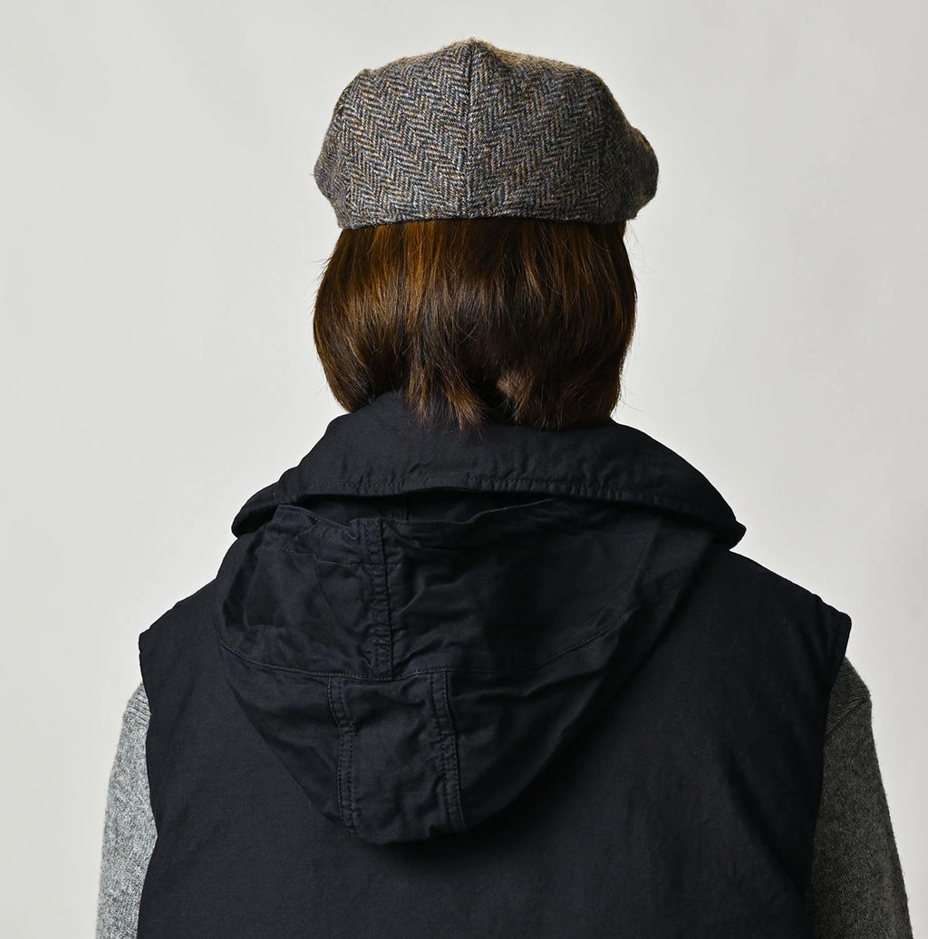 Indigo Thin Back Satin x Nylon Dumbo Collar Flare Vest
