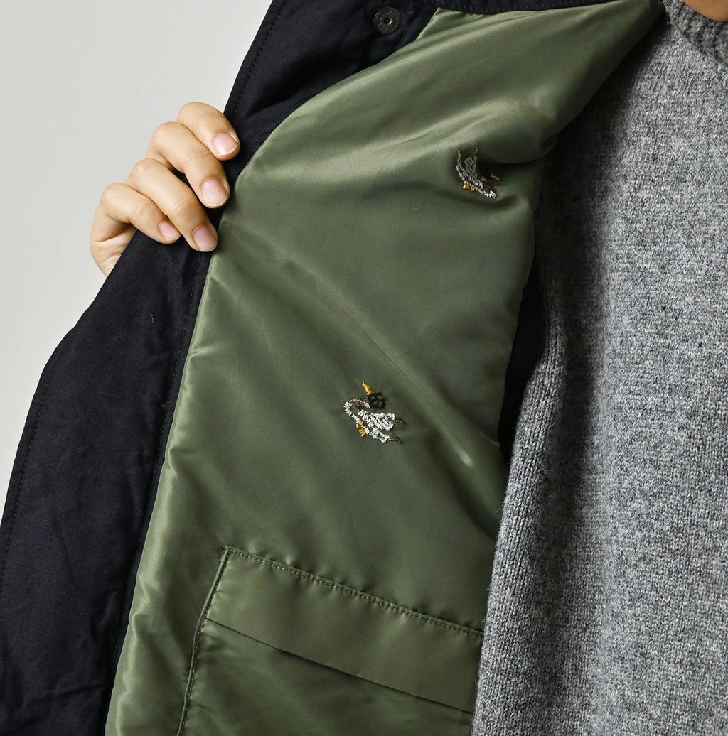 Indigo Thin Back Satin x Nylon Dumbo Collar Flare Vest