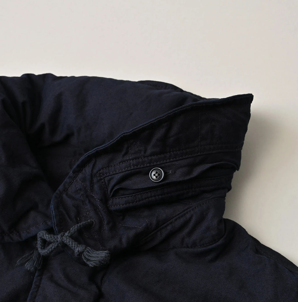 Indigo Thin Back Satin x Nylon Dumbo Collar Flare Vest