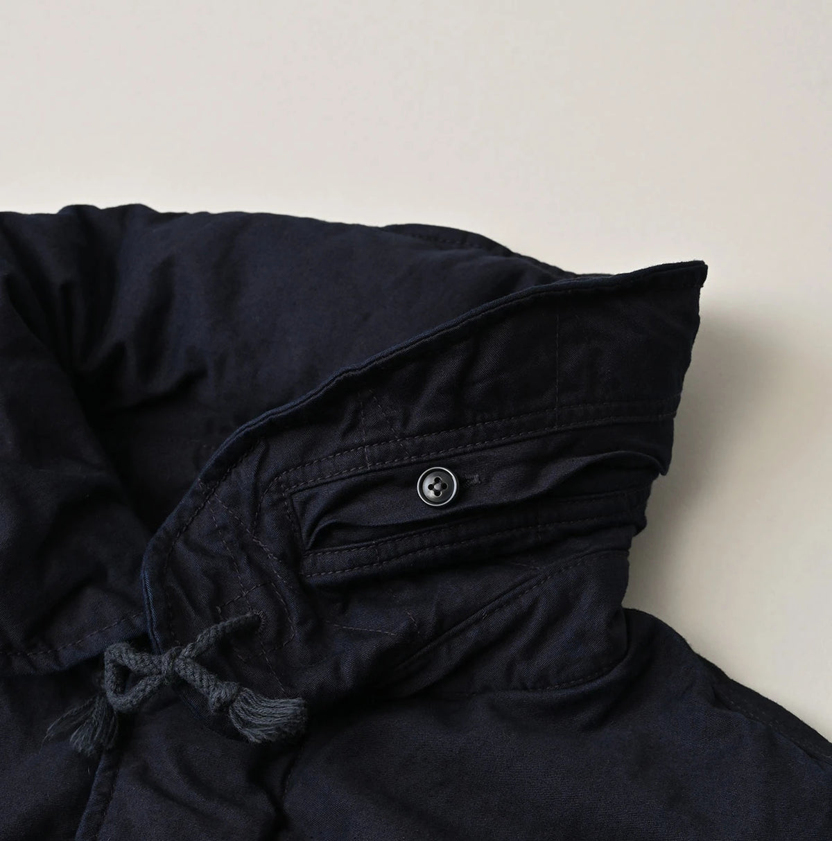 Indigo Thin Back Satin x Nylon Dumbo Collar Flare Vest