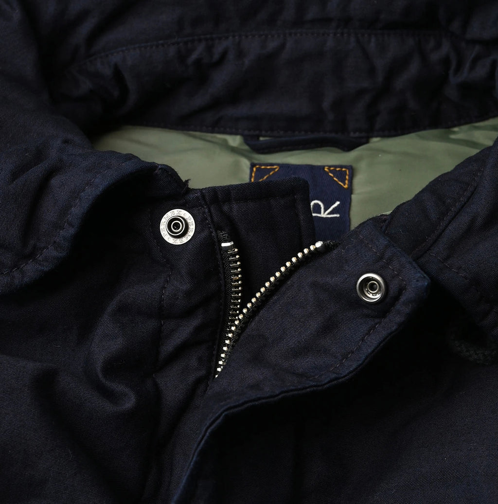 Indigo Thin Back Satin x Nylon Dumbo Collar Flare Vest