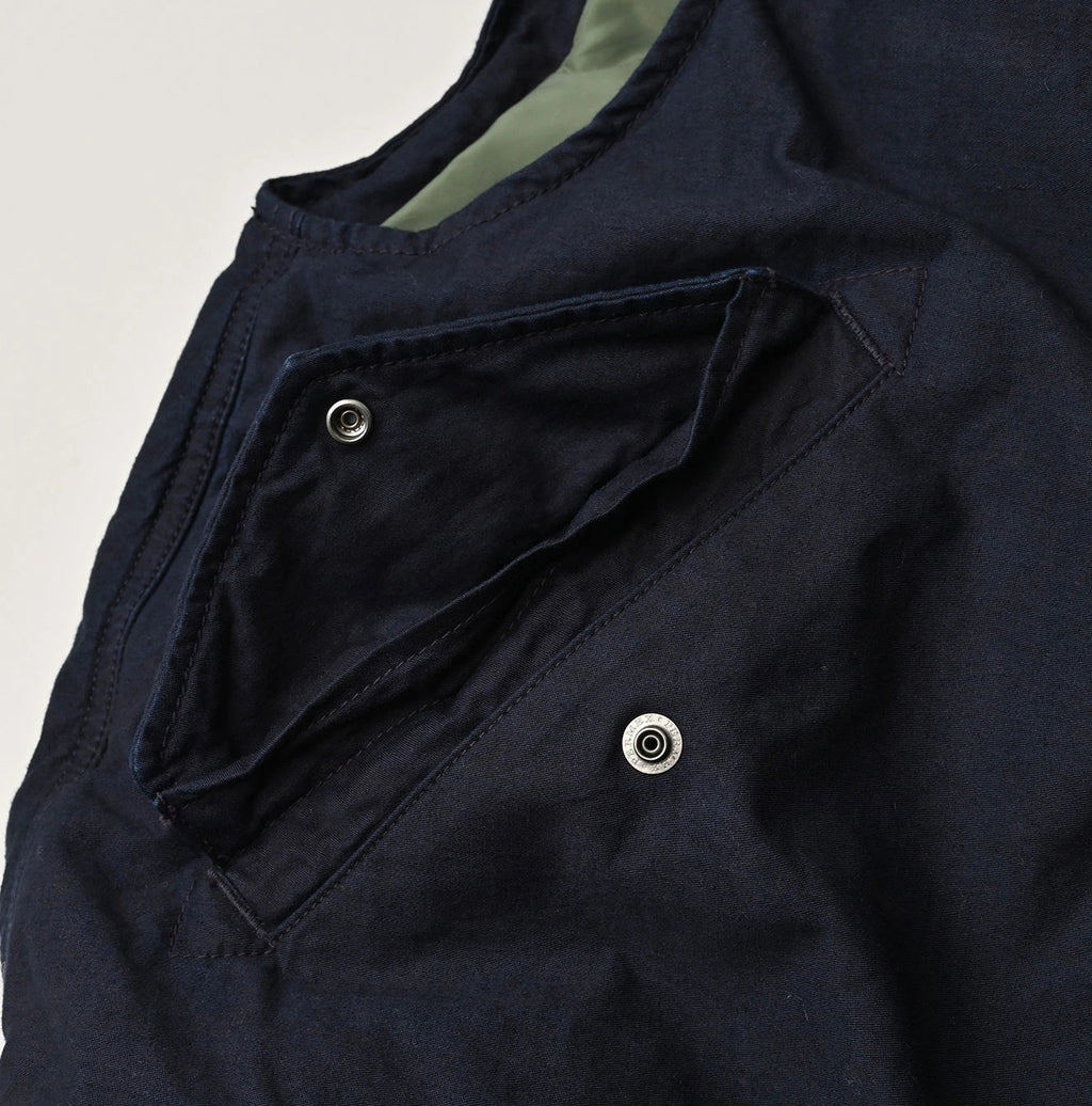 Indigo Thin Back Satin x Nylon Dumbo Collar Flare Vest