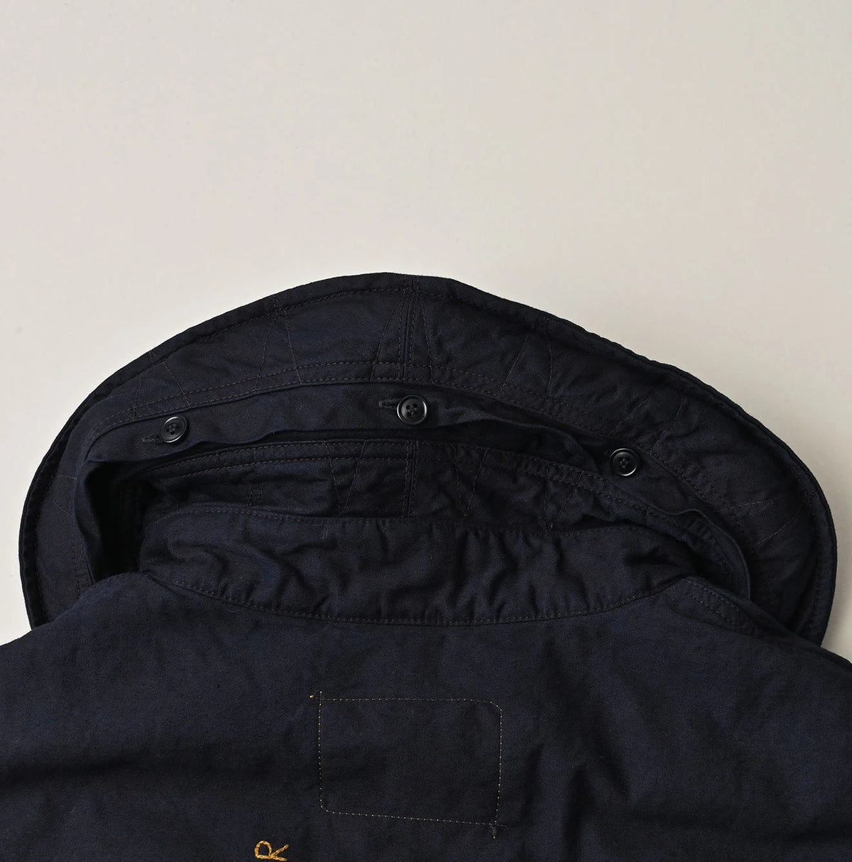Indigo Thin Back Satin x Nylon Dumbo Collar Flare Vest