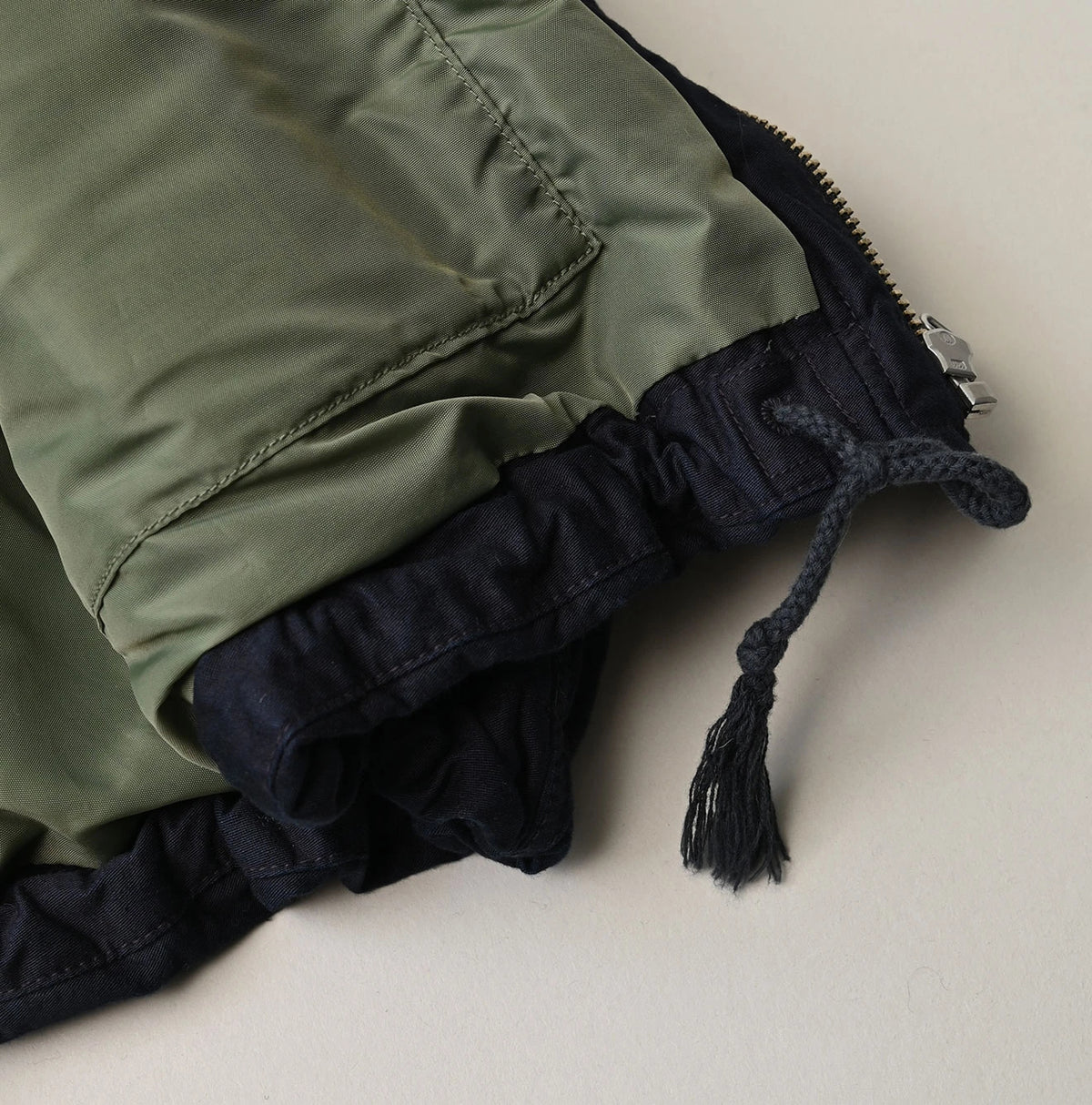 Indigo Thin Back Satin x Nylon Dumbo Collar Flare Vest