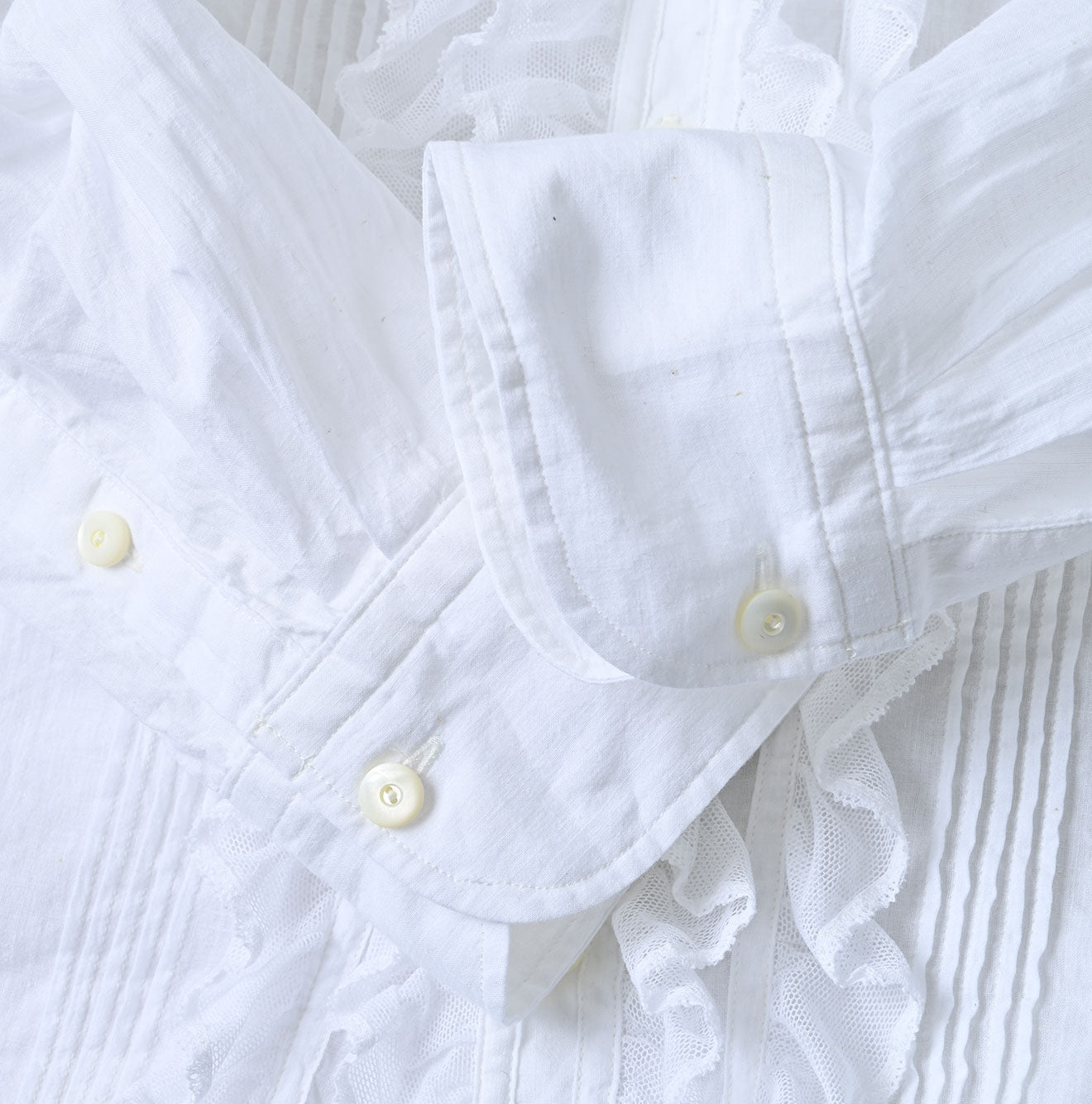 Indian Khadi Tulle Frill Blouse Detail