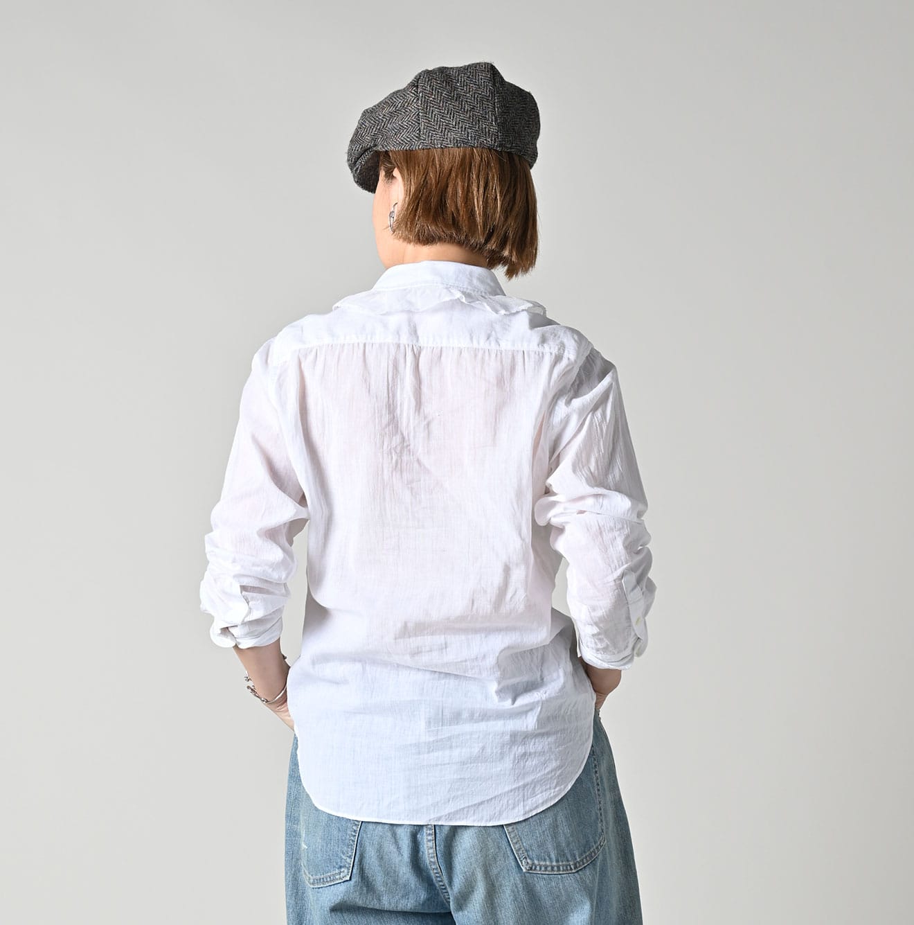 Indian Khadi Tulle Frill Blouse Female Model