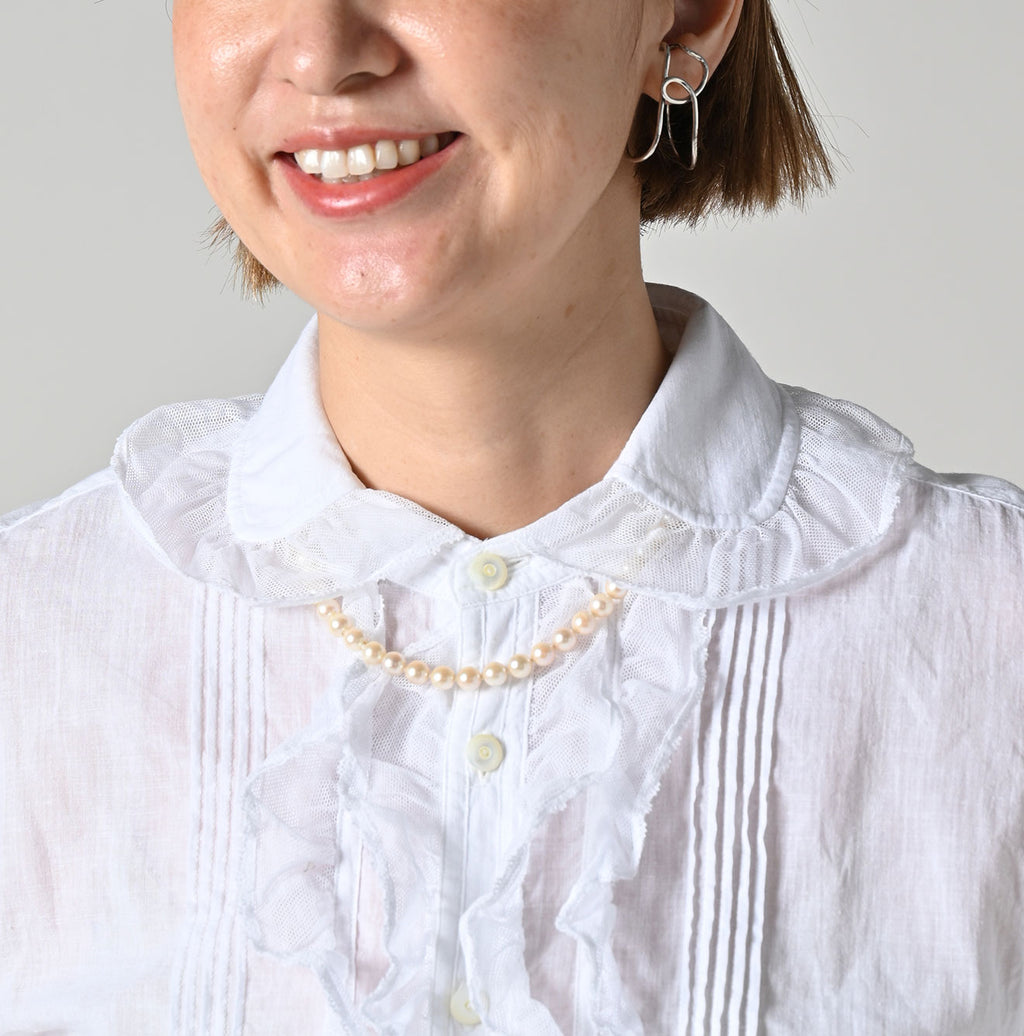 Indian Khadi Tulle Frill Blouse Detail