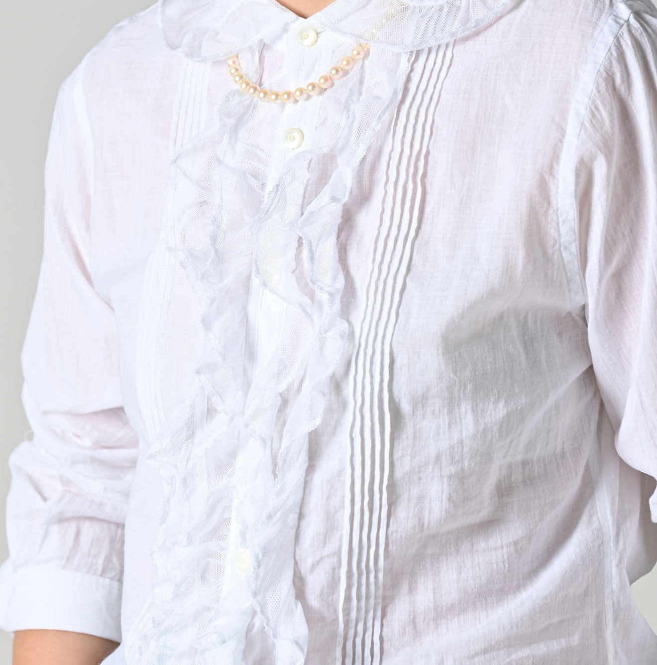 Indian Khadi Tulle Frill Blouse Detail