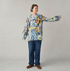 Boiled Wool Jardin Print Poyon Blouse Female Model