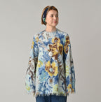 Boiled Wool Jardin Print Poyon Blouse Female Model