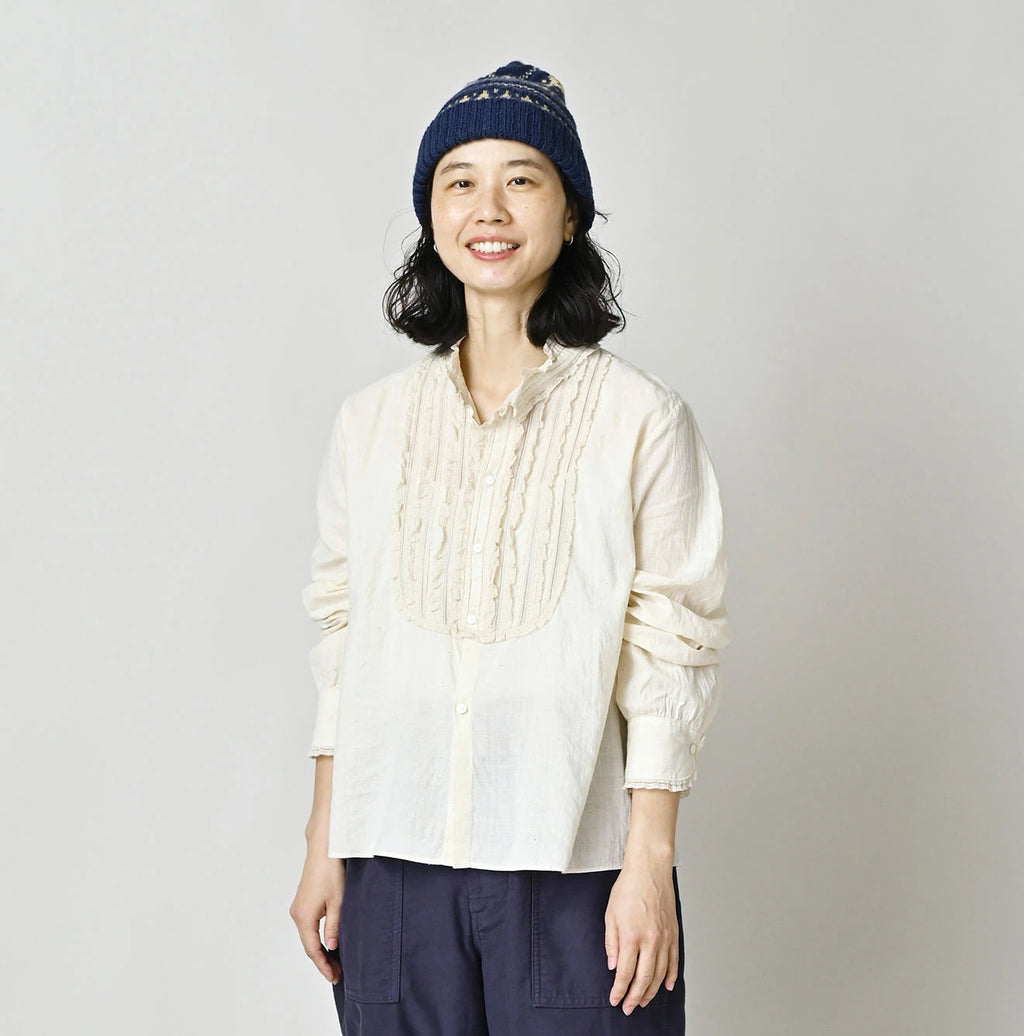 Indian Khadi Stand Collar Square Blouse