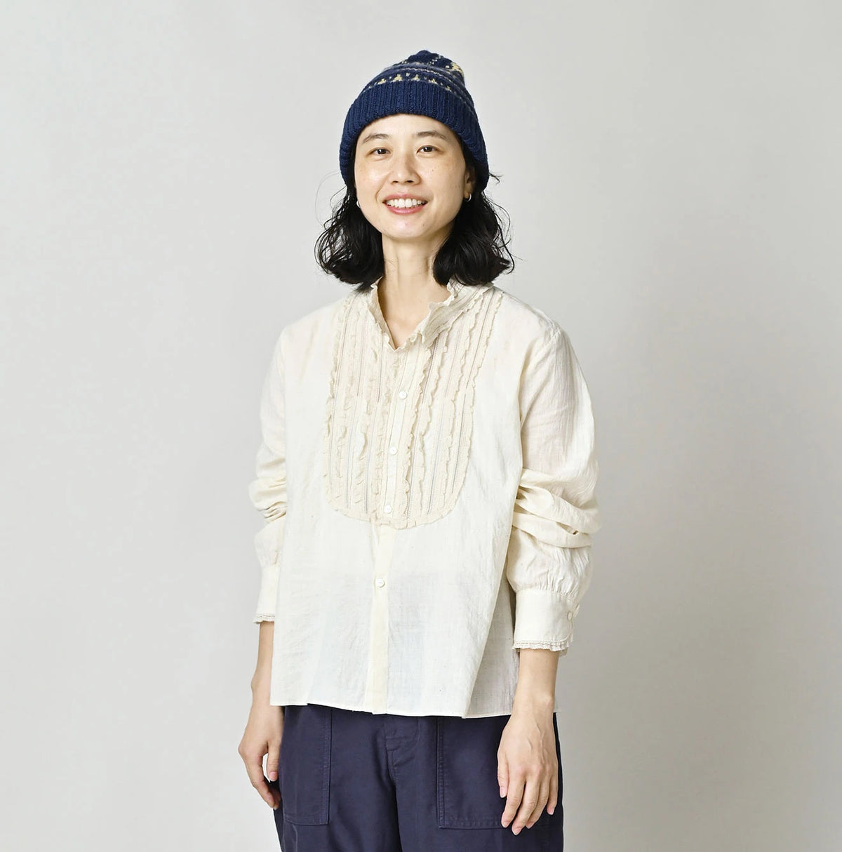Indian Khadi Stand Collar Square Blouse