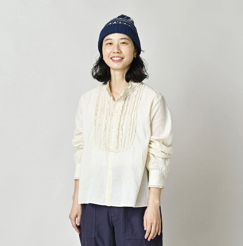 Indian Khadi Stand Collar Square Blouse
